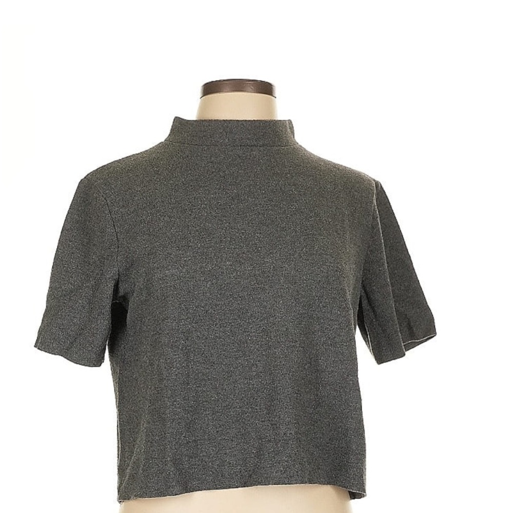Zara short sleeve soft mock top dark gray - size small, worn once
